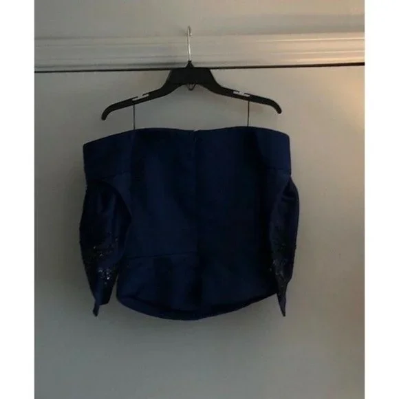 NWT $3K ZAC POSEN DOUBLE FACED DUCHESS SATIN BEADED OFF THE SHOULDER TOP SIZE 8 - Picture 6 of 7